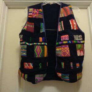 HIPPIE FESTIVAL GIRL GUATEMALA PATCHWORK STITCHED VEST L